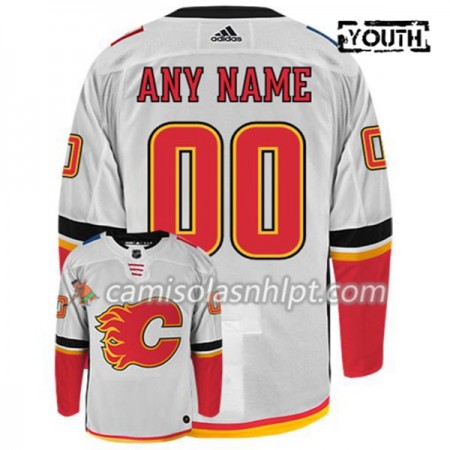 Camisola Calgary Flames Personalizado Adidas Branco Authentic - Criança